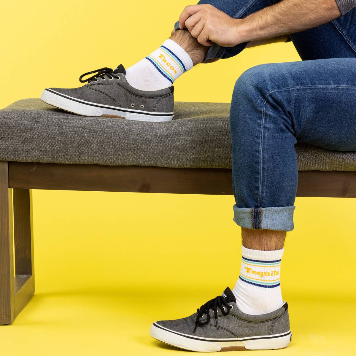 SALE Cotton 7.1" White Taco and Tequila Socks