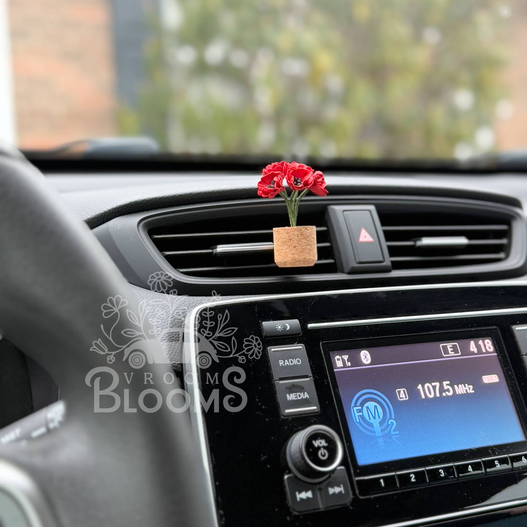 Red Poppies Vent Clip Car Air Freshener Diffuser (Reusable): Warm & Woodsy Random Bestseller