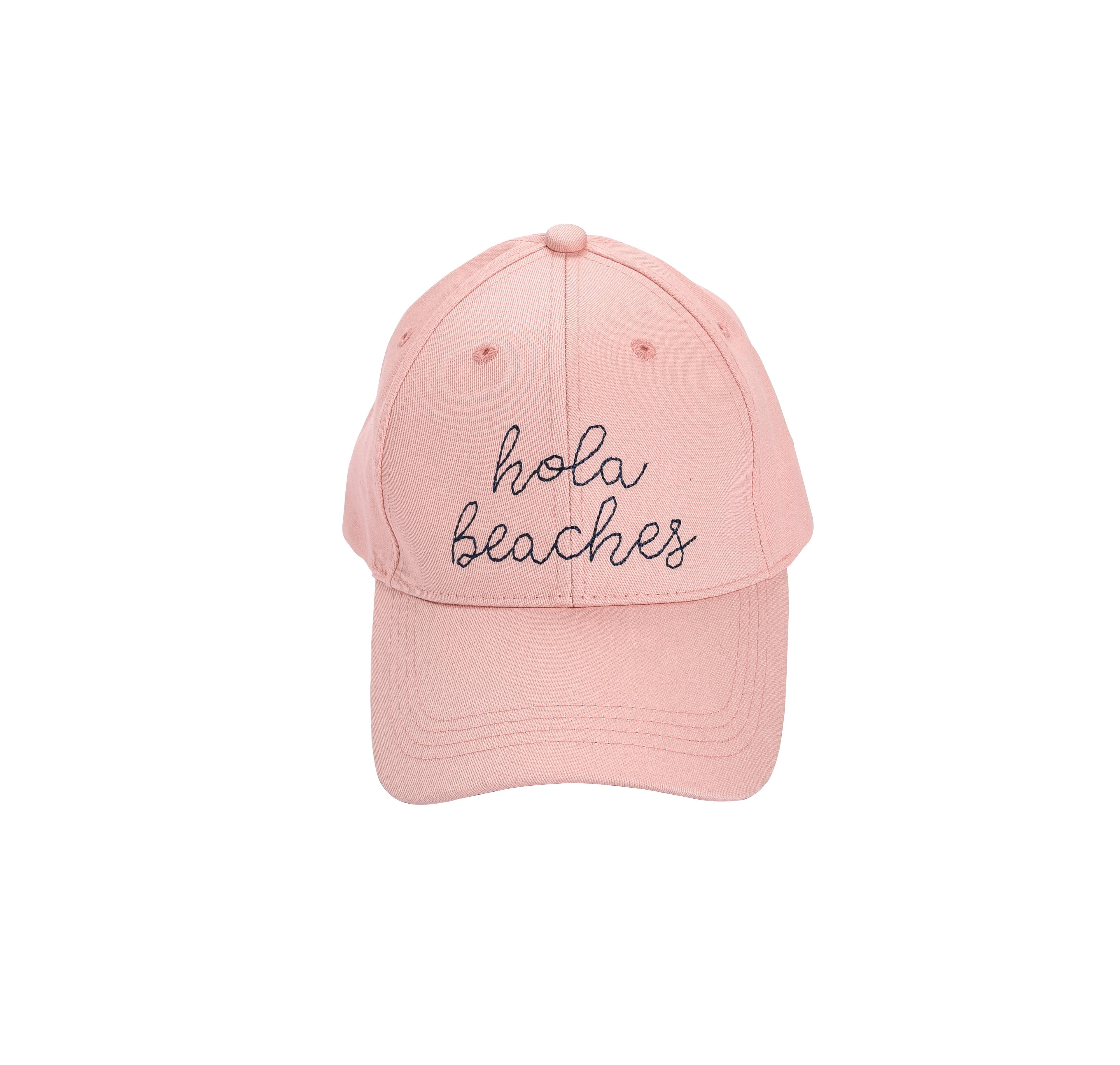 Pink Polyester Hola Beaches Baseball Hat