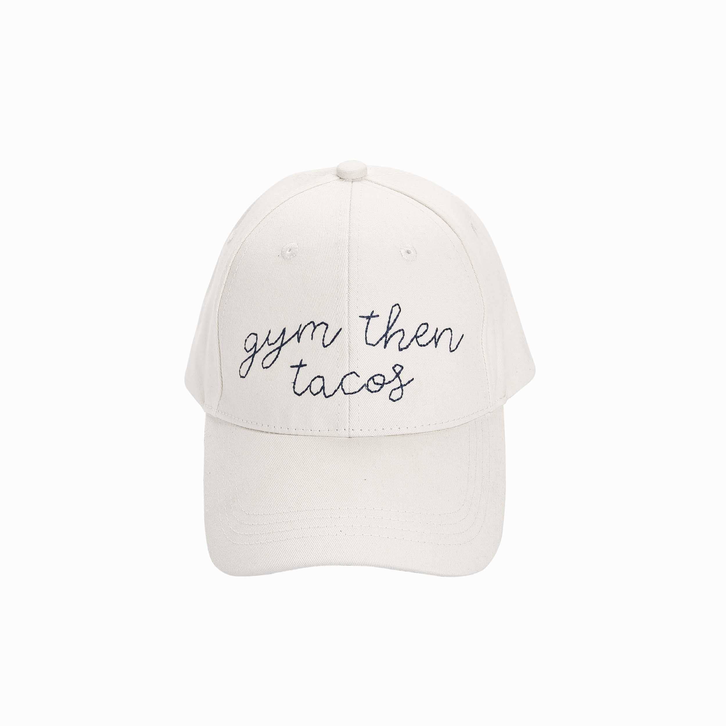 Gym Then Tacos White Polyester Baseball Hat