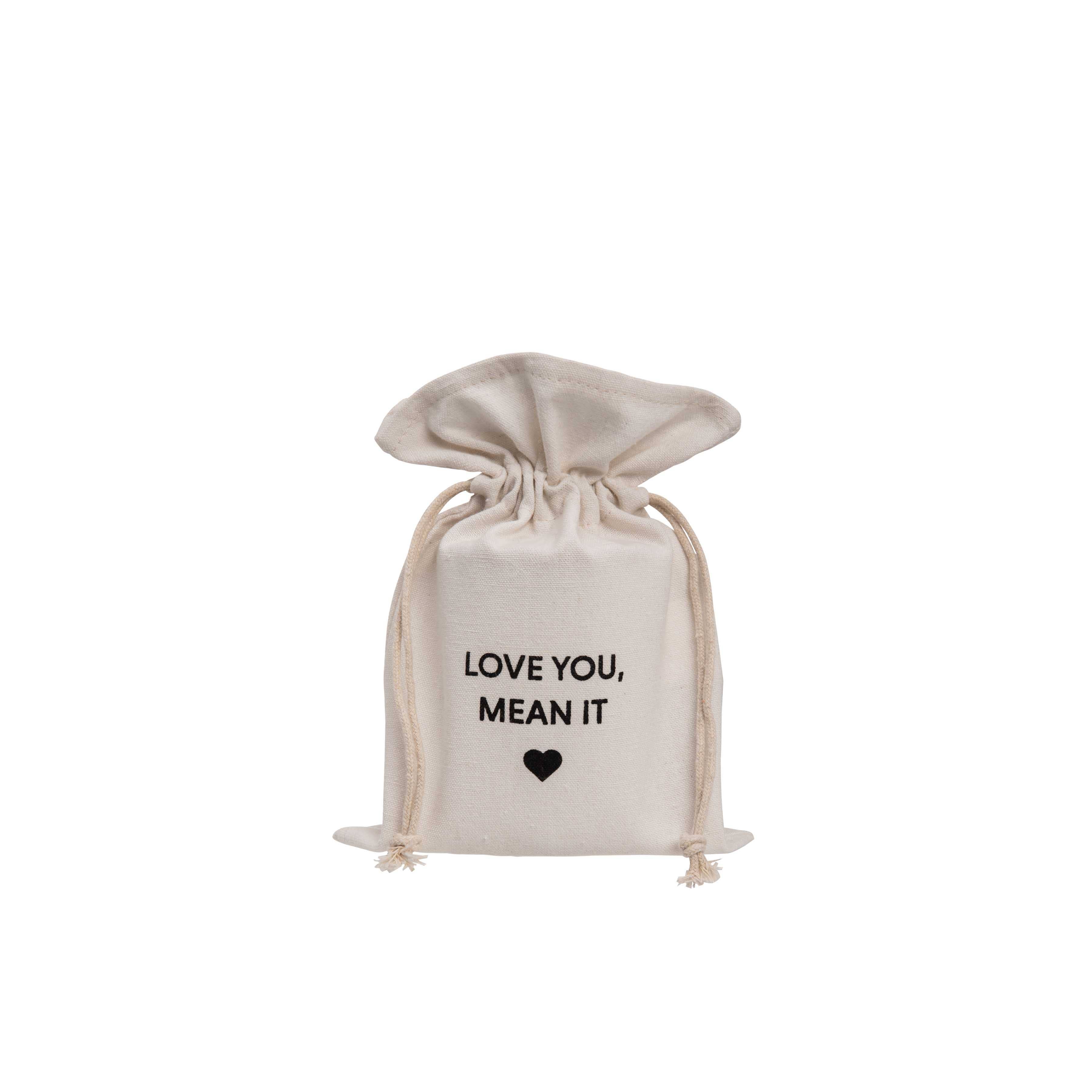 Love You Canvas Gift Bag Beige large