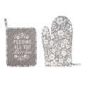 SALE Feed Bitches Pot Holder & Oven Mitt S/2: Gray / 100% Cotton