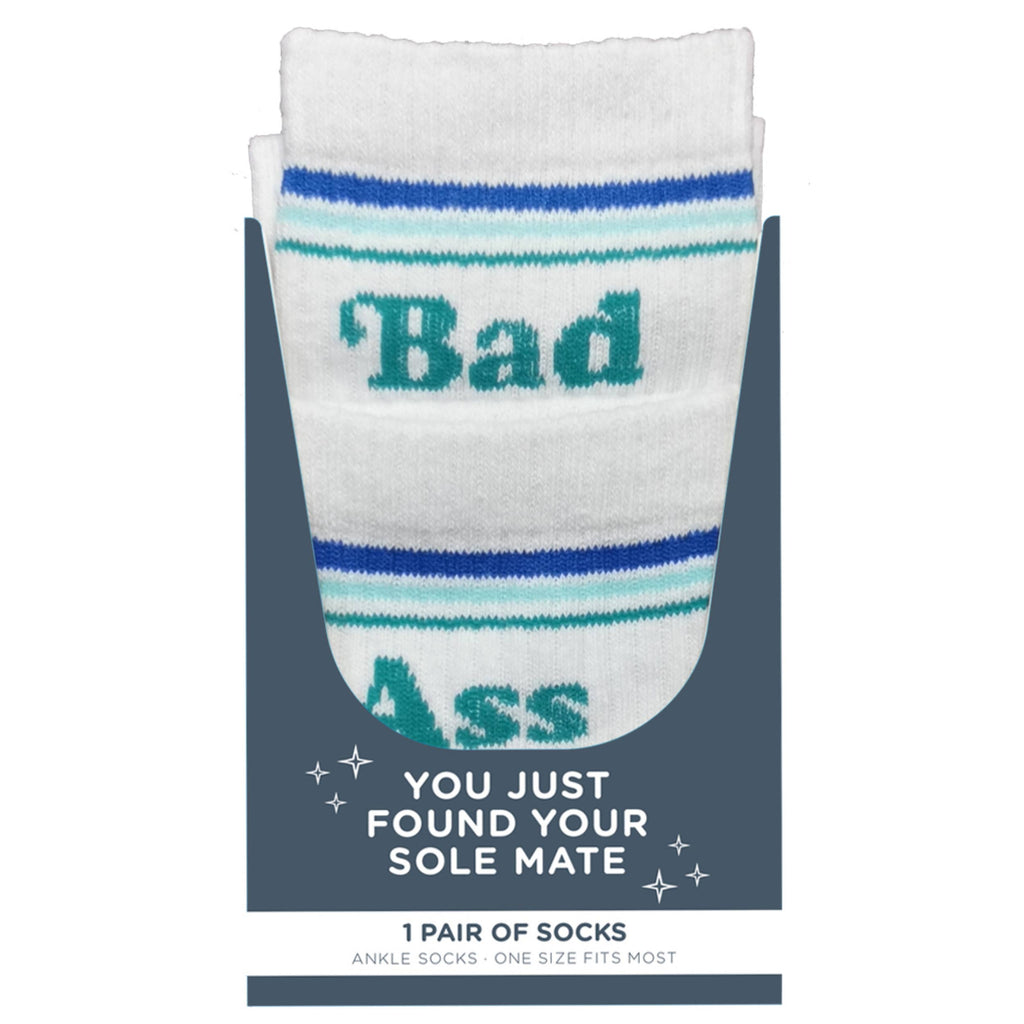 SALE Cotton 7.1" White Bada** Bad and A** Socks