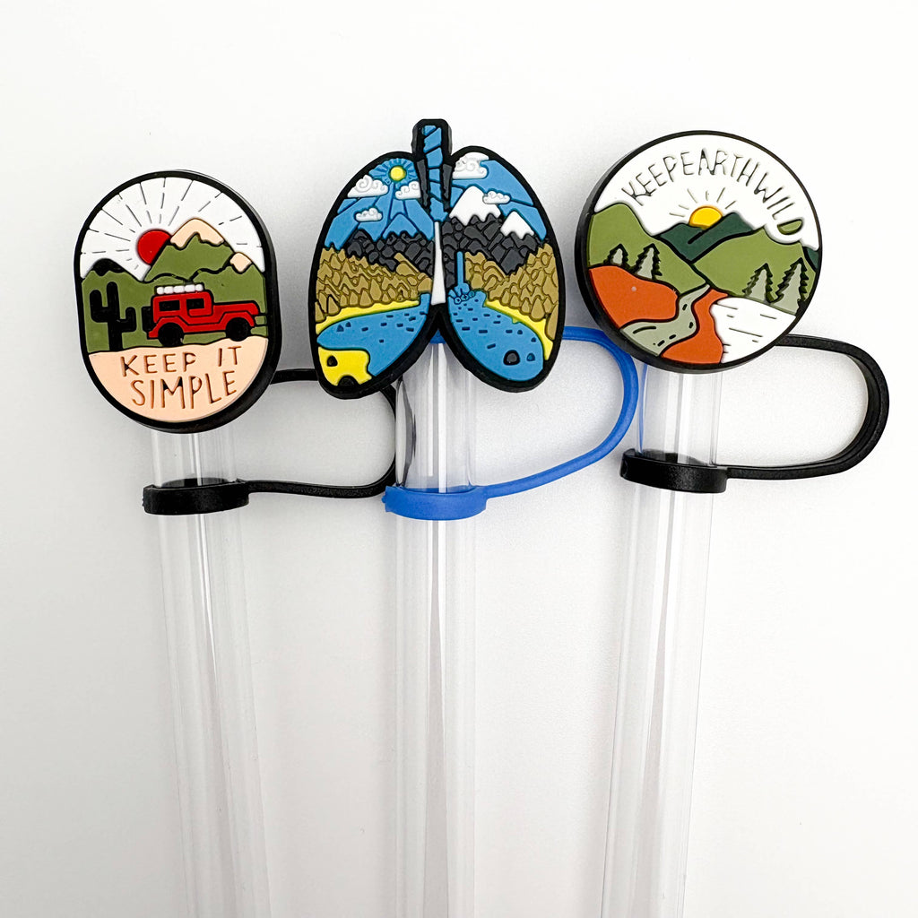 Straw Topper 3 pack - Keep Earth Wild, Jeep, Outdoor Lungs