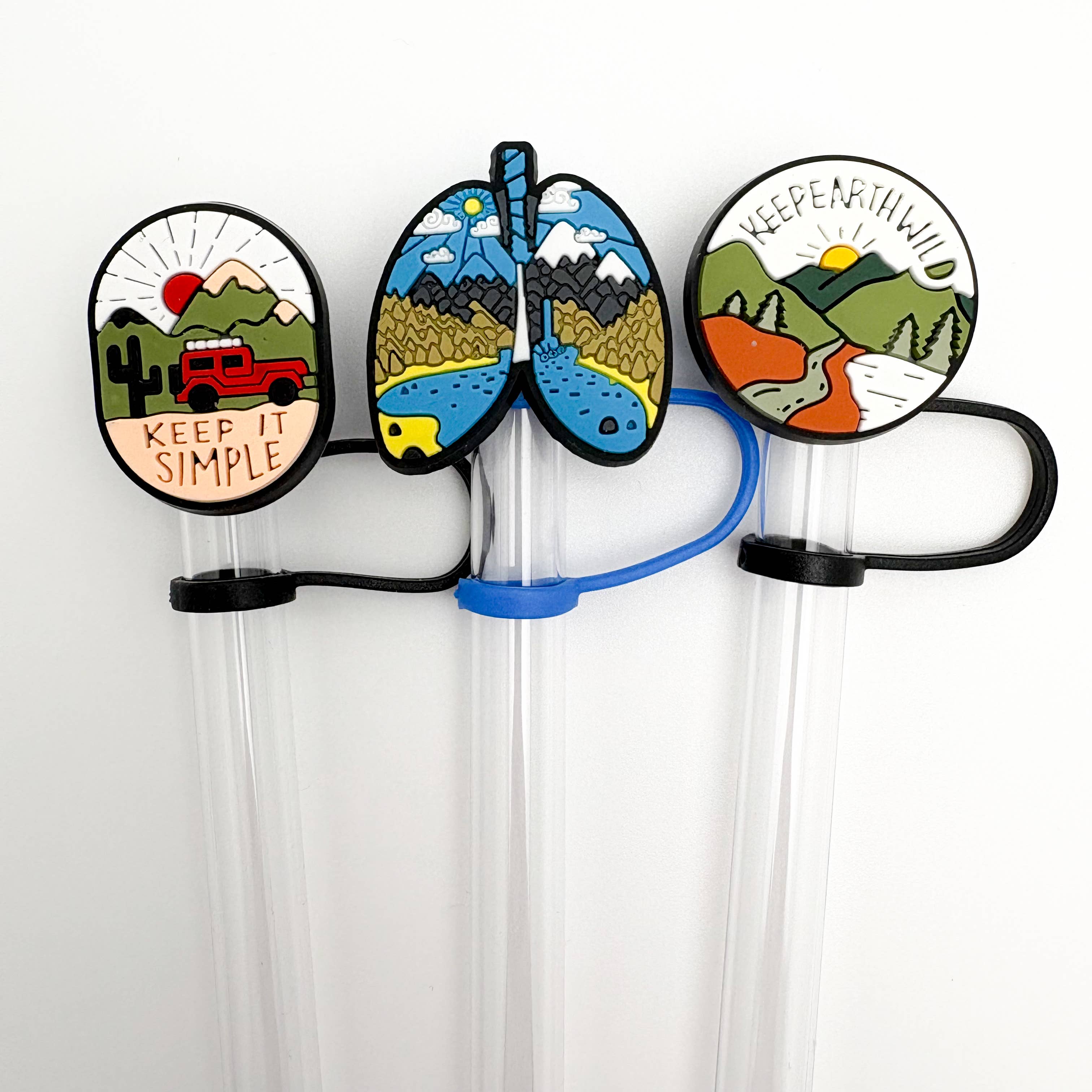 Straw Topper 3 pack - Keep Earth Wild, Jeep, Outdoor Lungs
