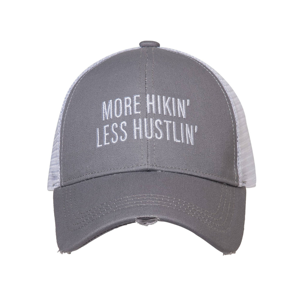 SALE Cotton 10" Gray More Hikin' Less Hustlin' Baseball Hat