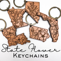 State Flower Keychains | Wood Engraved State Flower : Idaho