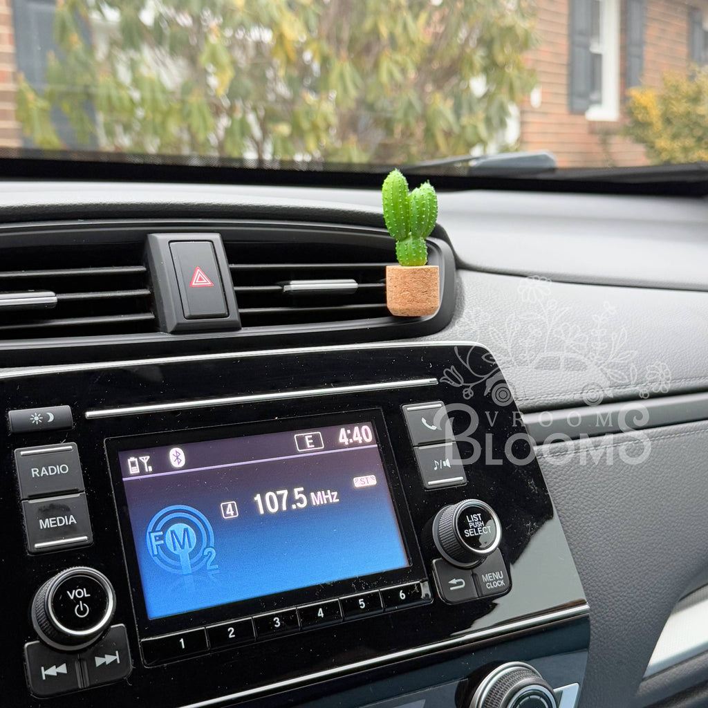 Mini Cactus Plant Vent Clip Car Air Freshener (Reusable): Eucalyptus & Peppermint