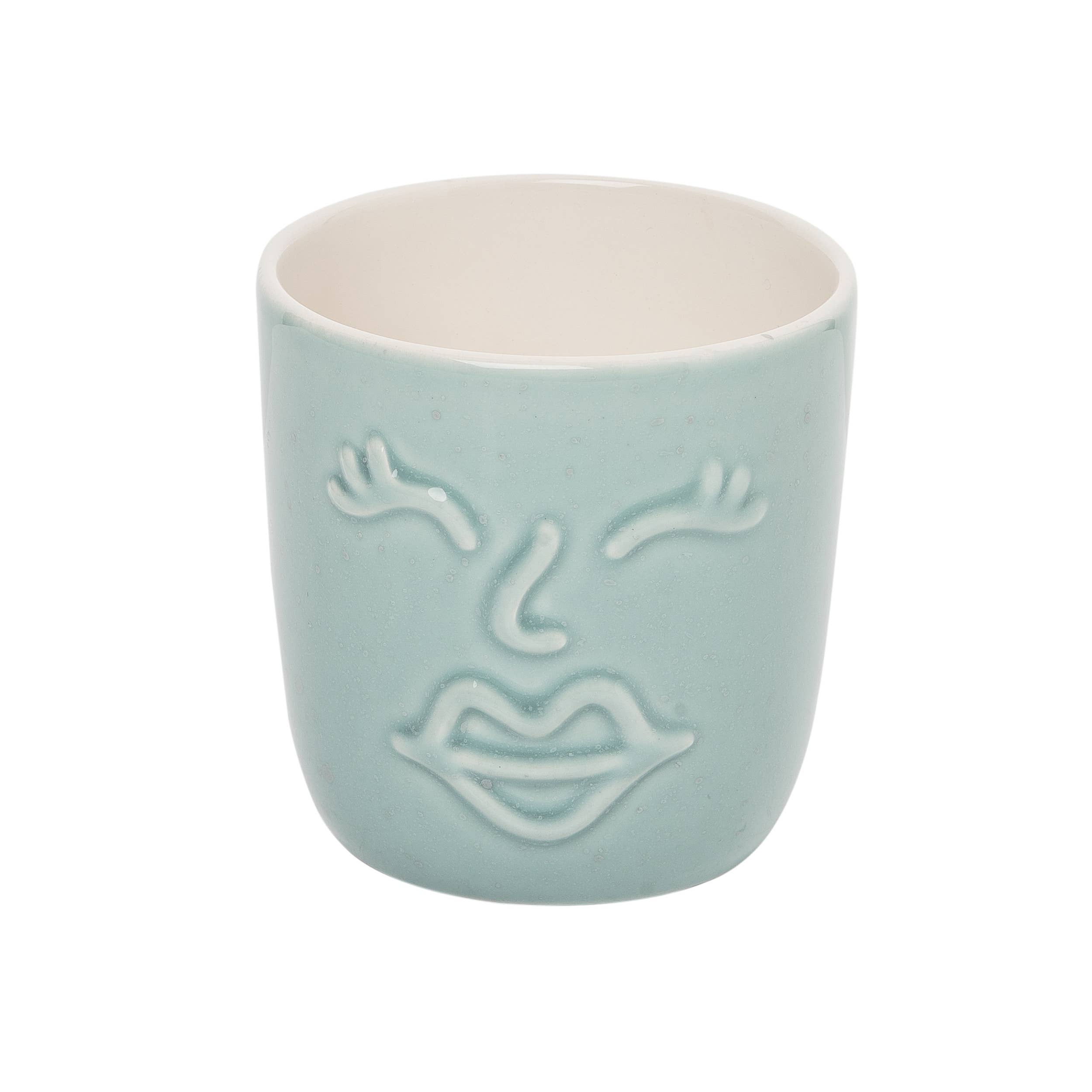 Ceramic 4.5" Blue Blue Face Small Planter