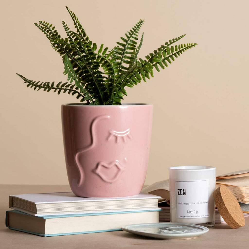 SALE Ceramic 6" Pink Pink Face Planter