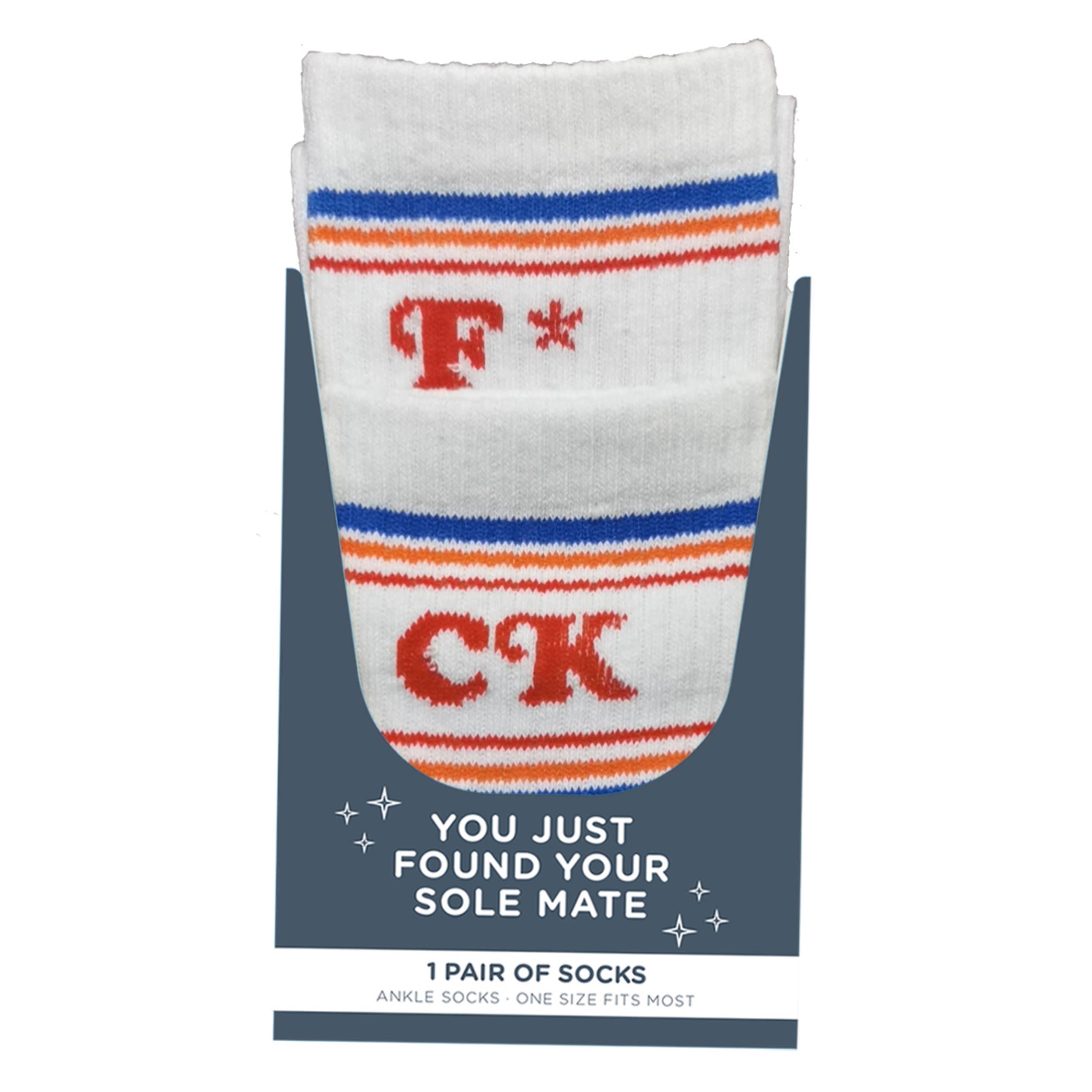 SALE Cotton 7.1" White F* CK F(star) and CK Socks