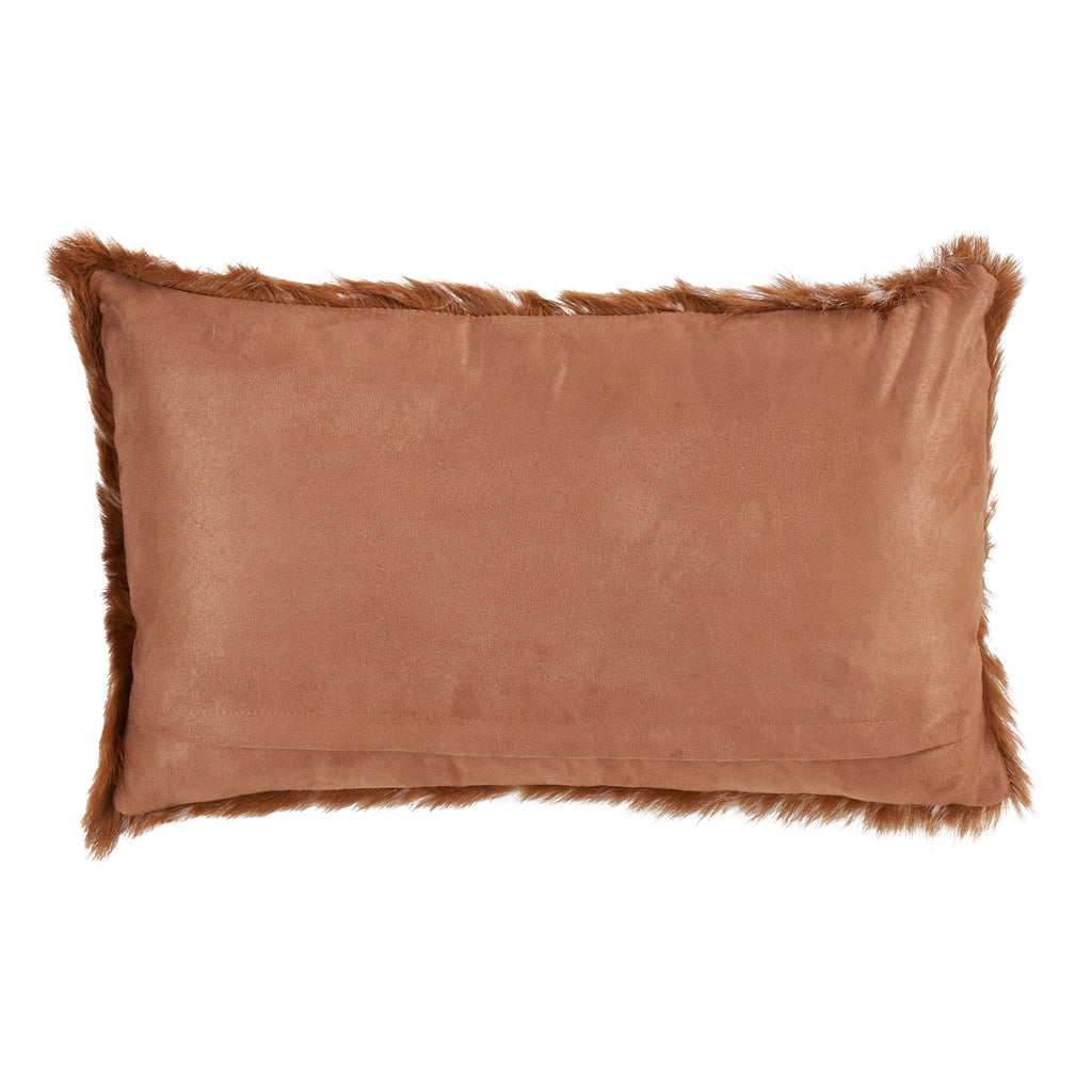 Deer Spot Goat Fur Pillow: Brown / Polyester Insert / 12"x20"
