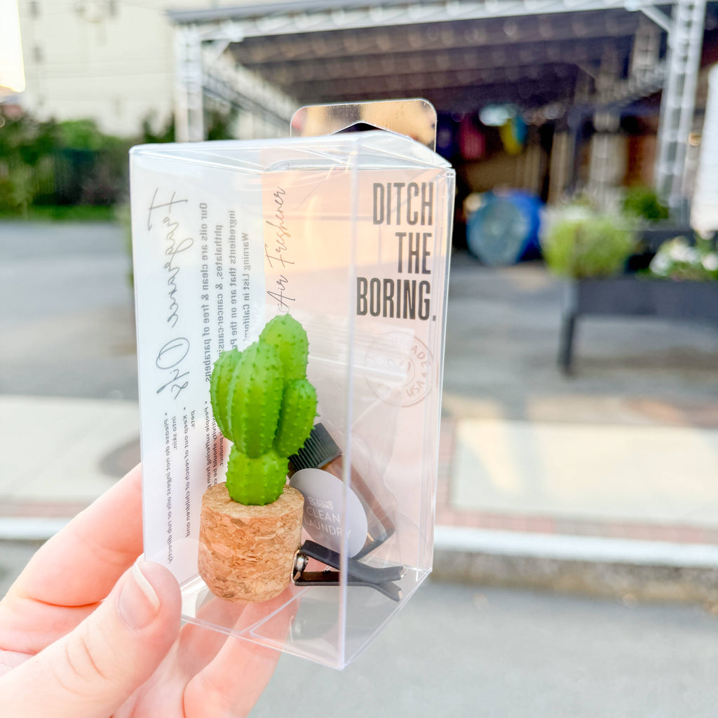 Mini Cactus Plant Vent Clip Car Air Freshener (Reusable): Eucalyptus & Peppermint