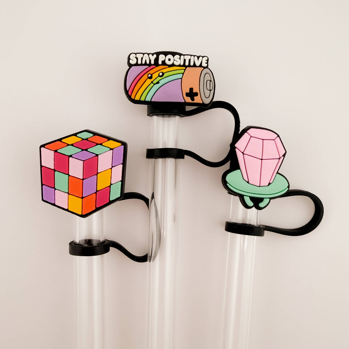Straw Topper 3 pack - Fun Retro 80s and 90s Theme