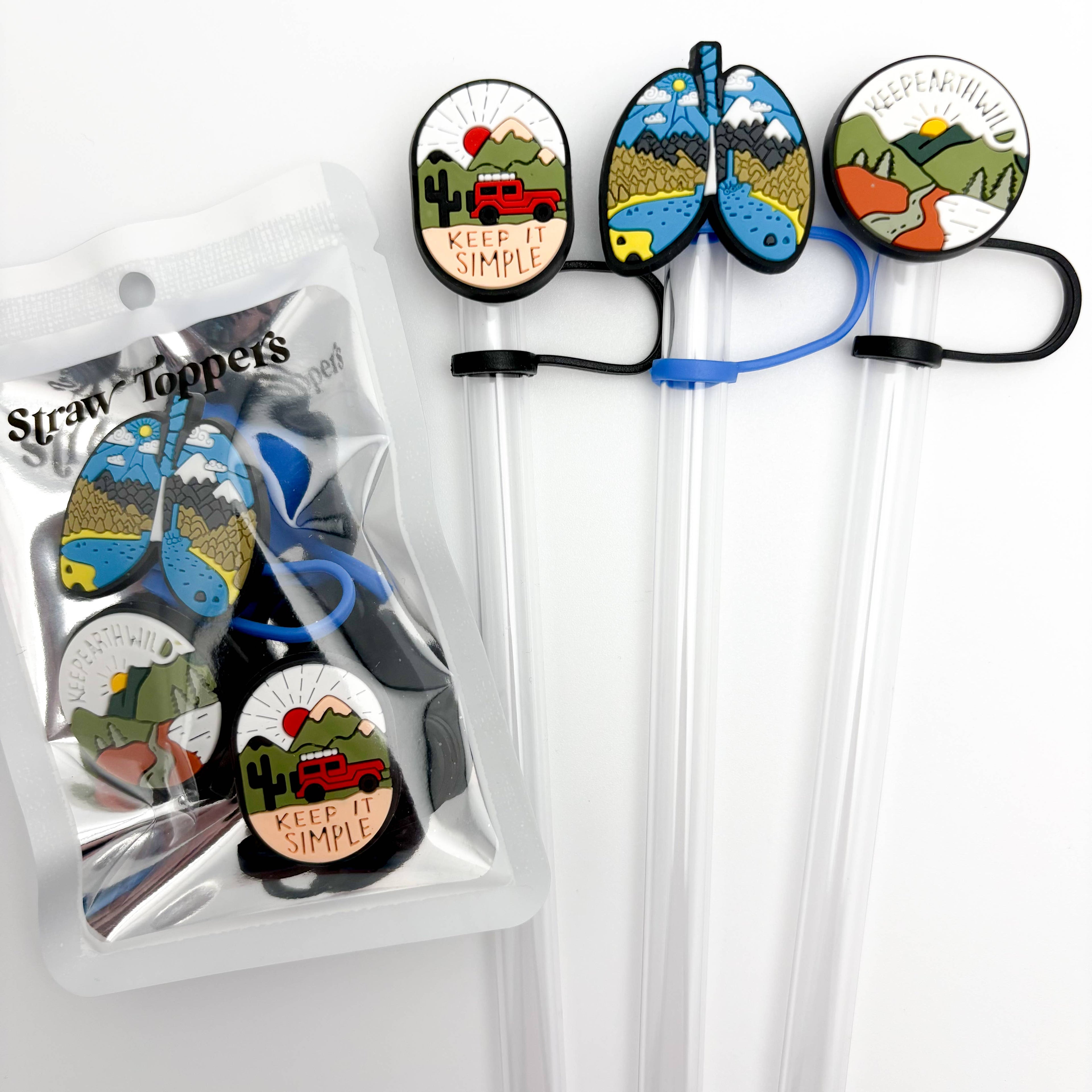 Straw Topper 3 pack - Keep Earth Wild, Jeep, Outdoor Lungs