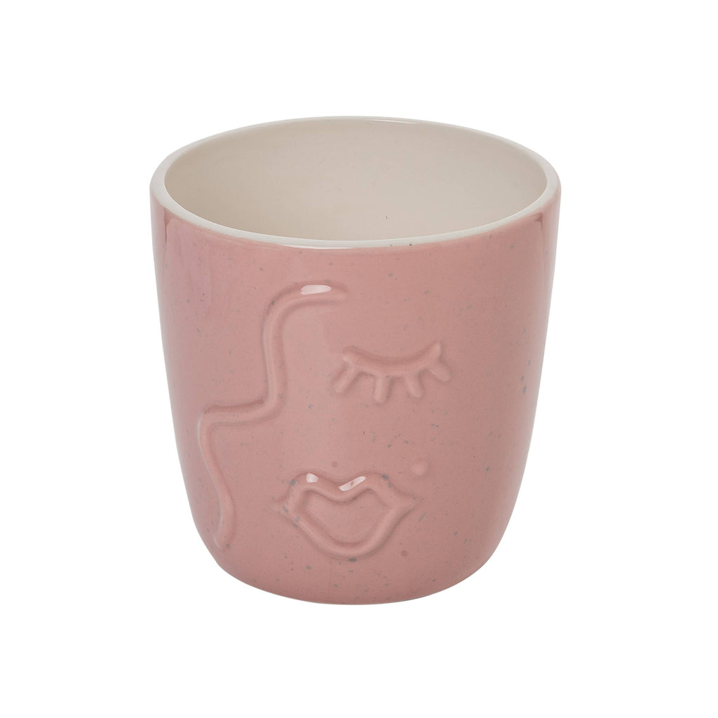 SALE Ceramic 6" Pink Pink Face Planter