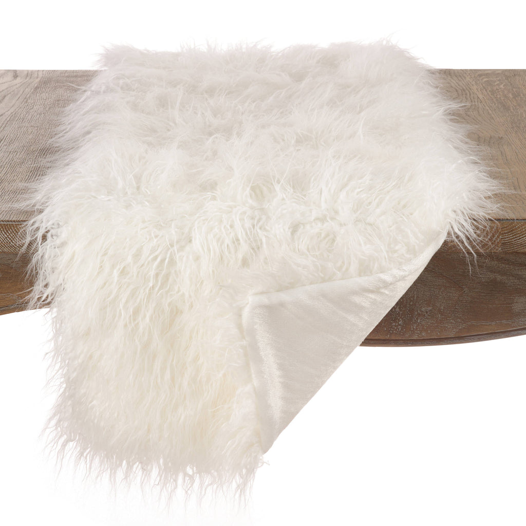Faux Mongolian Fur Runner: Ivory / 16"x108"