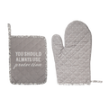 SALE Protection Pot Holder & Oven Mitt S/2: Gray / 100% Cotton