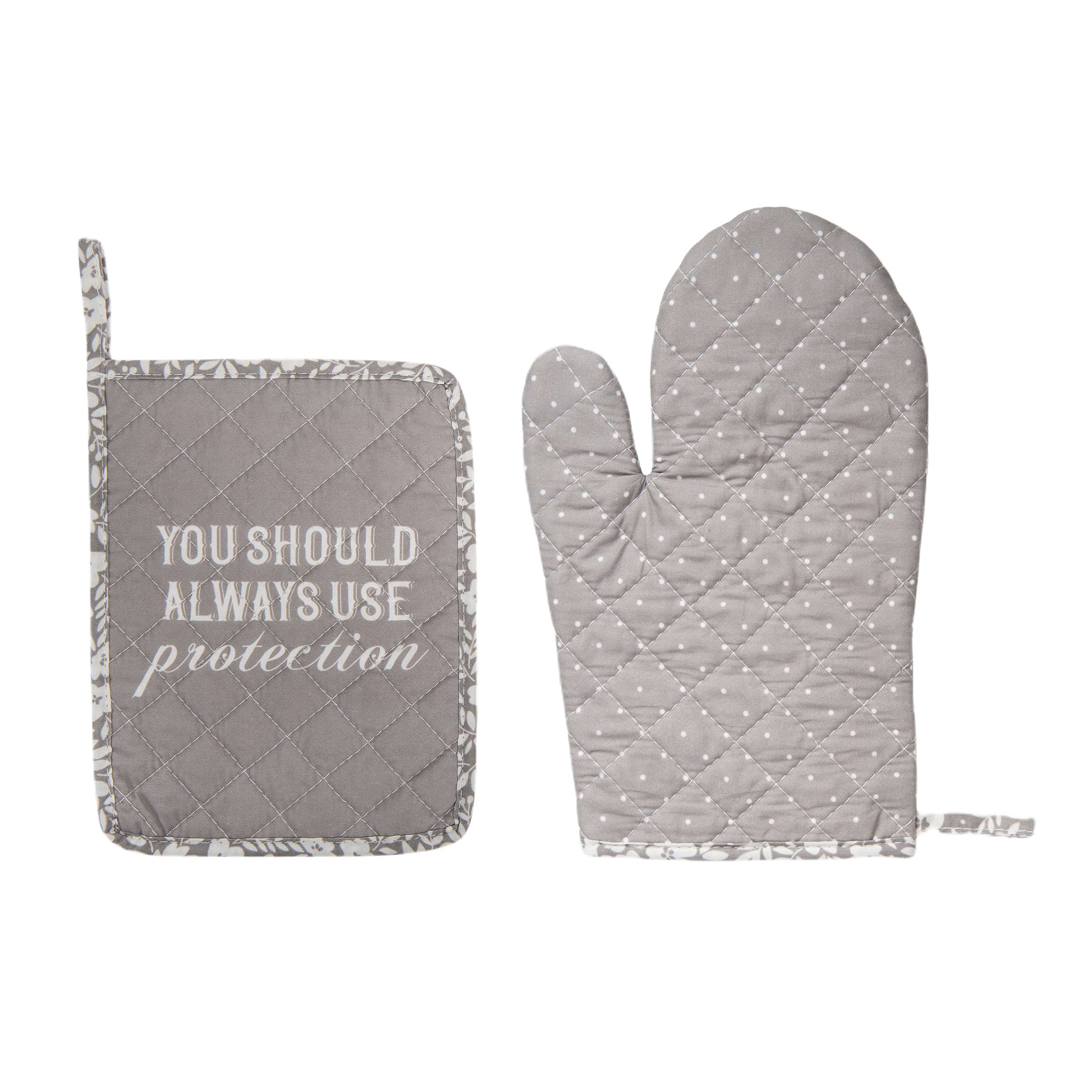 SALE Protection Pot Holder & Oven Mitt S/2: Gray / 100% Cotton