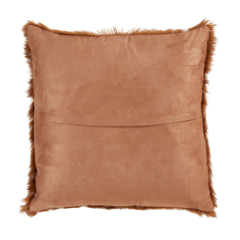 Deer Spot Goat Fur Pillow: Brown / Polyester Insert / 12"x20"
