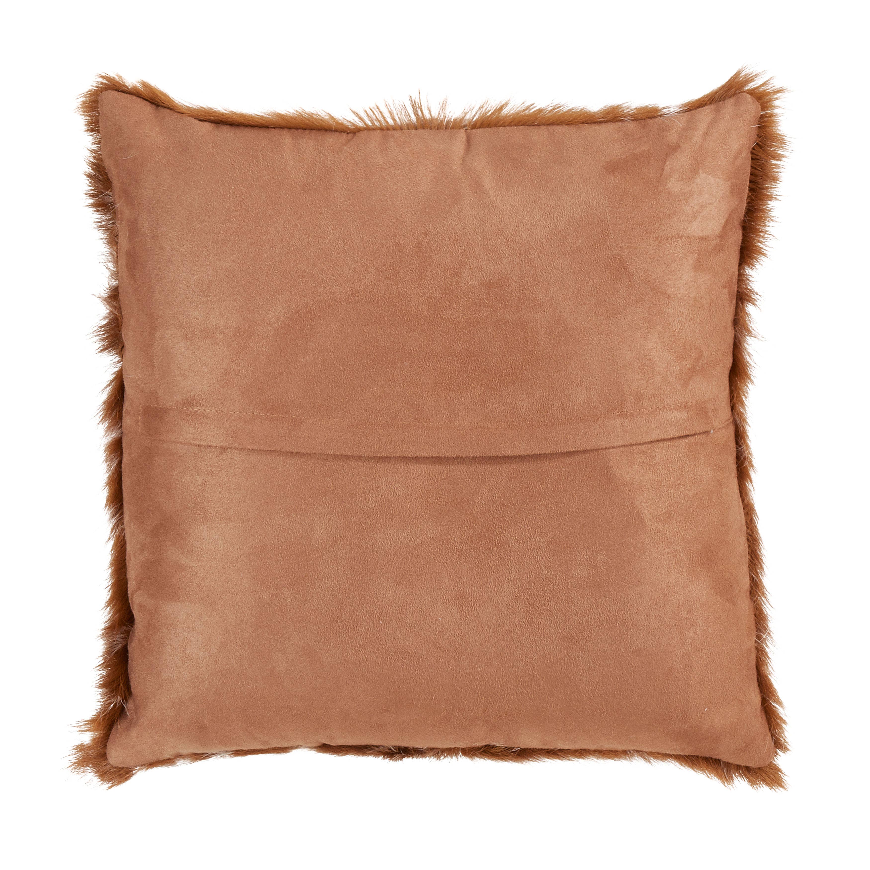 Deer Spot Goat Fur Pillow: Brown / Polyester Insert / 12"x20"