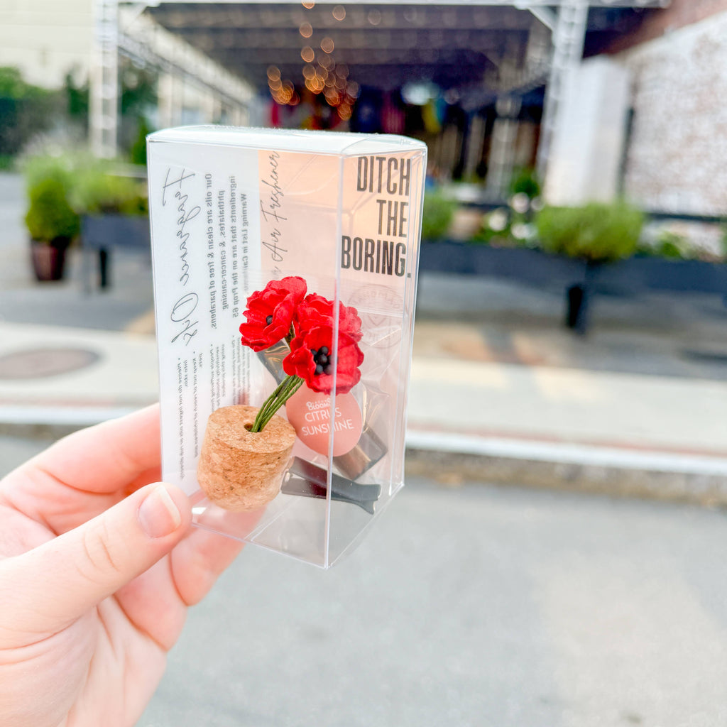 Red Poppies Vent Clip Car Air Freshener Diffuser (Reusable): Warm & Woodsy Random Bestseller