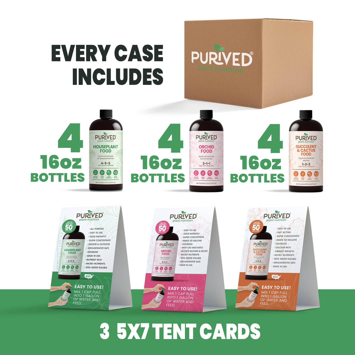 Purived Houseplant, Orchid & Succulent Food Variety Pack