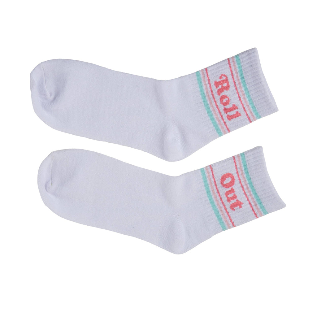 SALE Cotton 7.1" White Roll Out Roll and Out Socks