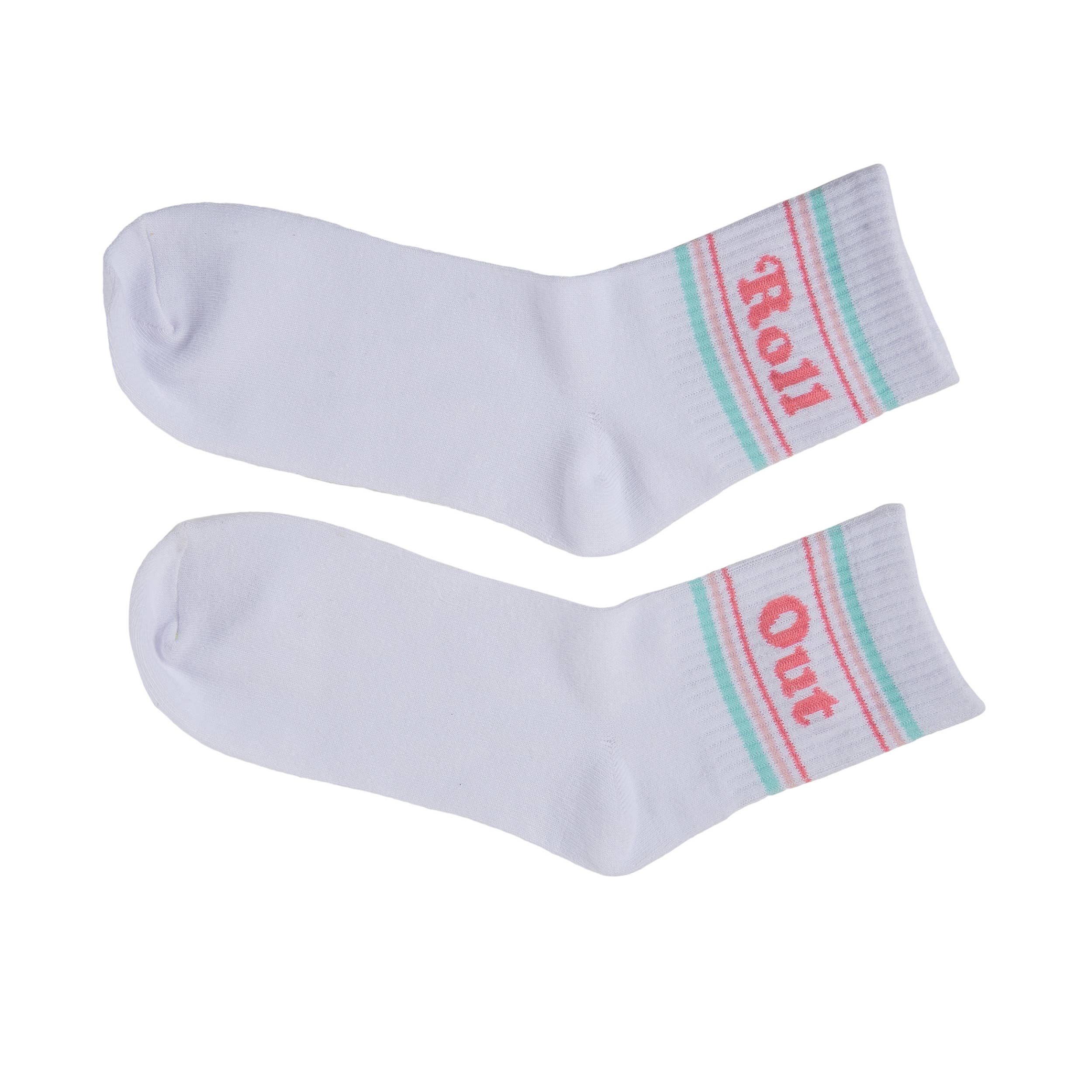 SALE Cotton 7.1" White Roll Out Roll and Out Socks