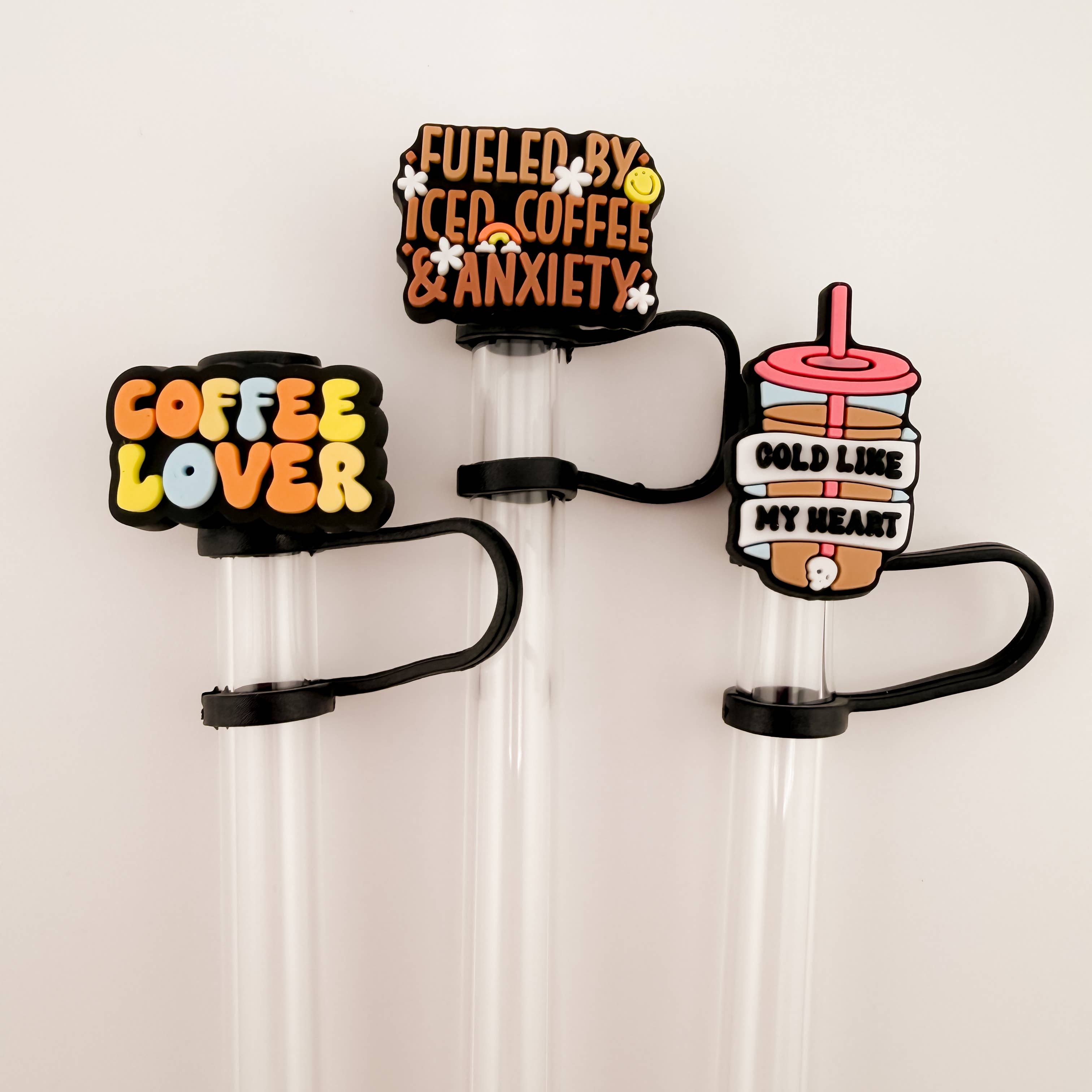 Straw Topper 3 pack - Trendy Iced Coffee Lover Theme