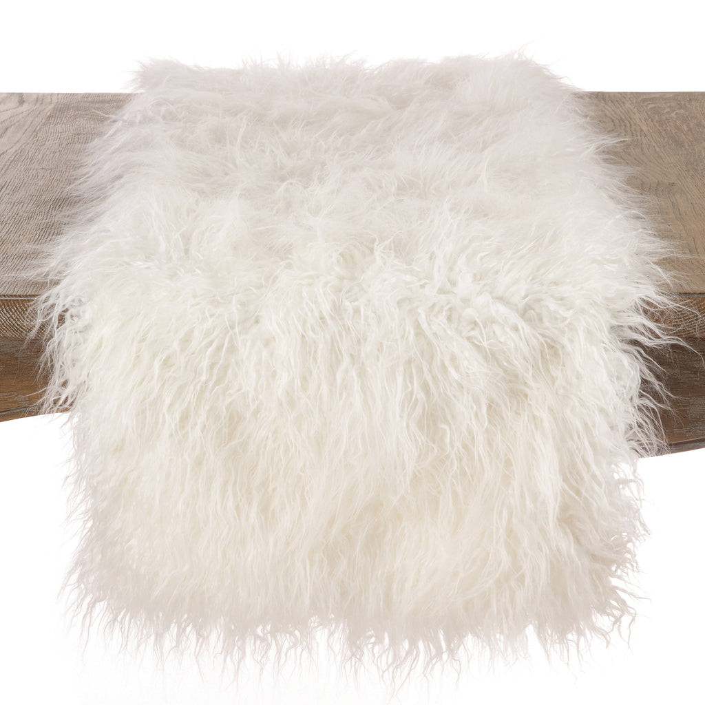 Faux Mongolian Fur Runner: Ivory / 16"x90"