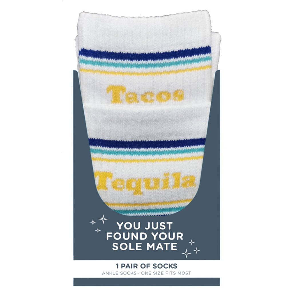 SALE Cotton 7.1" White Taco and Tequila Socks