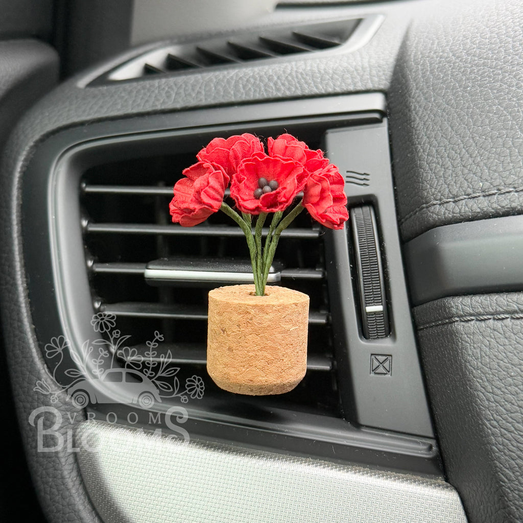 Red Poppies Vent Clip Car Air Freshener Diffuser (Reusable): Warm & Woodsy Random Bestseller
