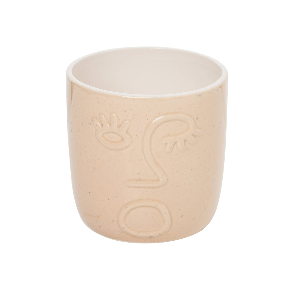 SALE Ceramic 6" Pink Neutral Face Planter