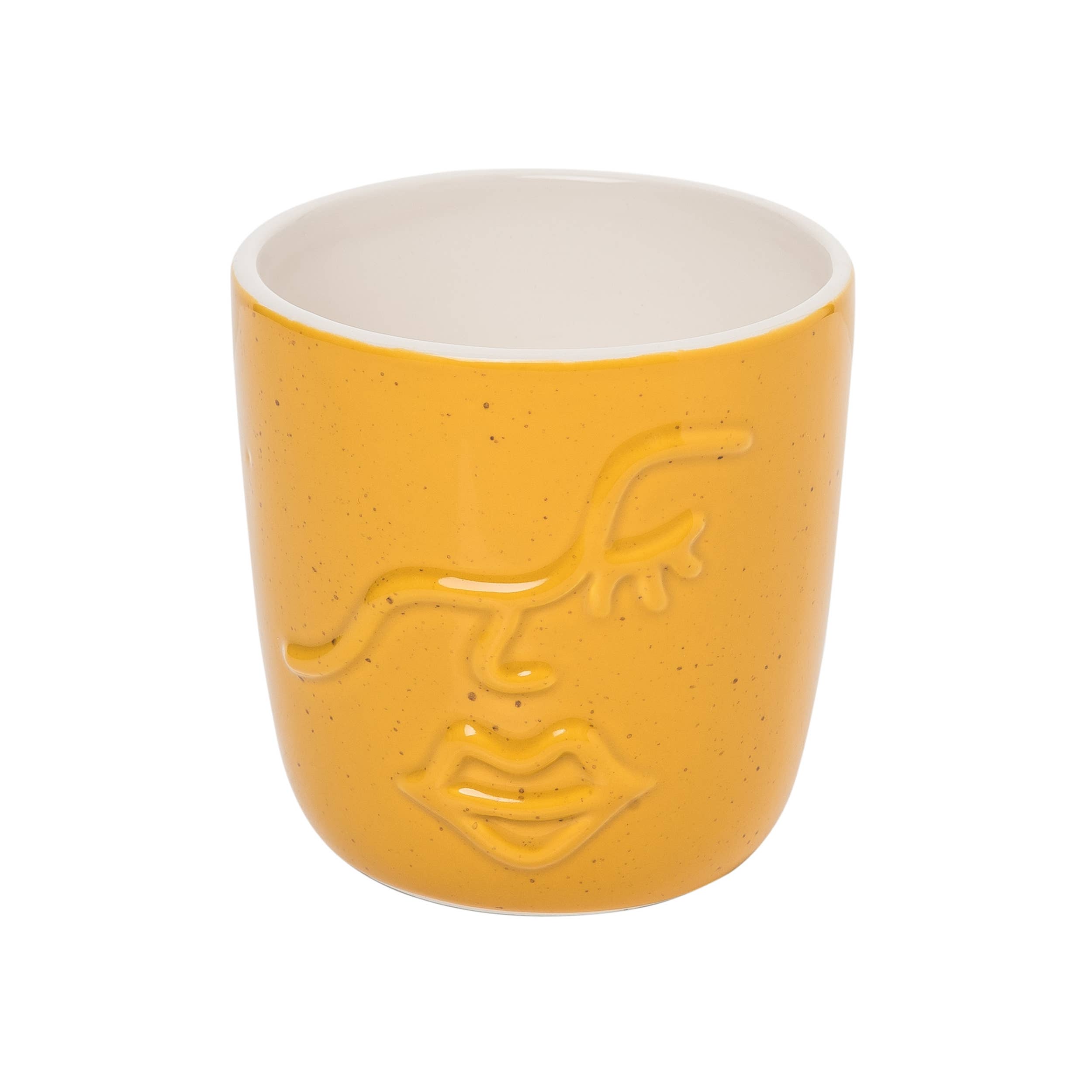 SALE Ceramic 6.5" Yellow Amber Face Small Planter