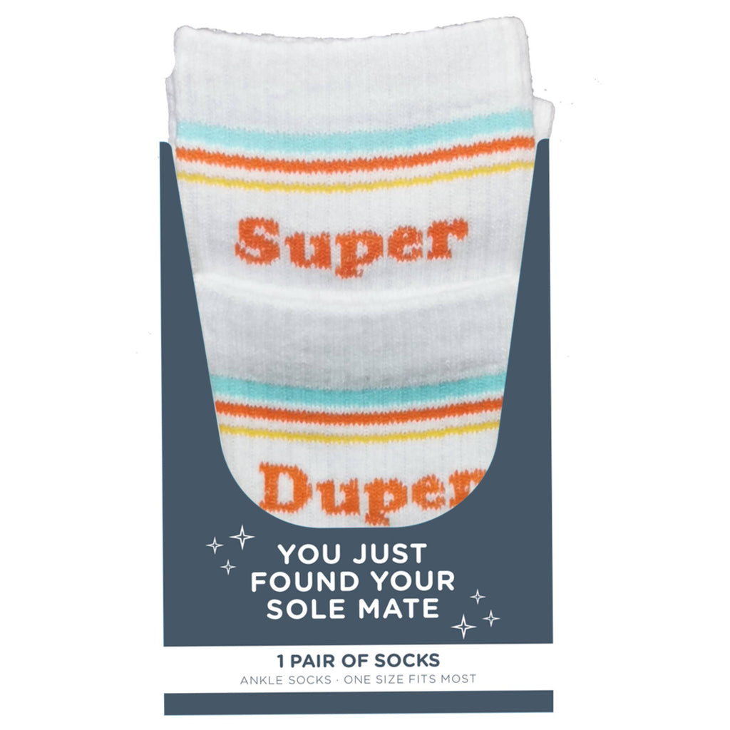 SALE Cotton 7.1" White Super and Duper Socks
