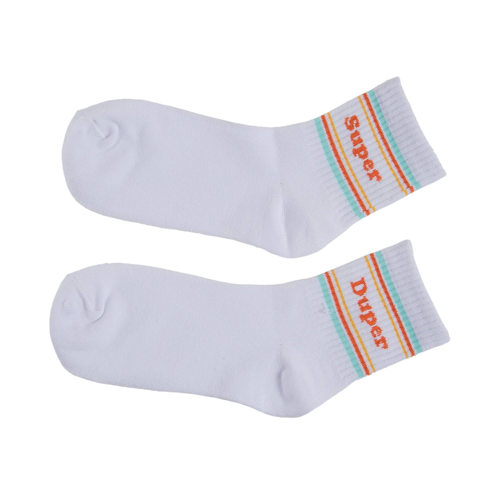 SALE Cotton 7.1" White Super and Duper Socks