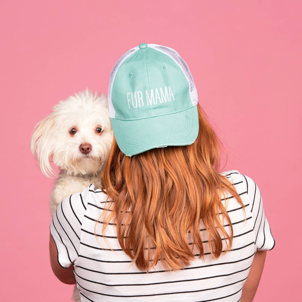 SALE Cotton 10" Blue Fur Mama Baseball Hat